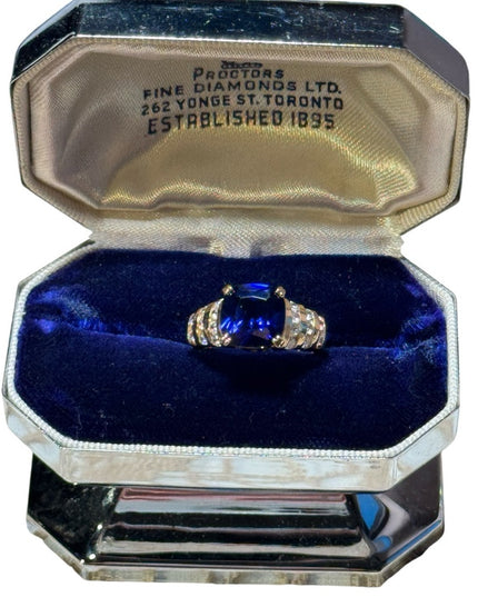 Lovely ADI 925 Gold plt sterling silver 925 Blue sapphire CZ ring