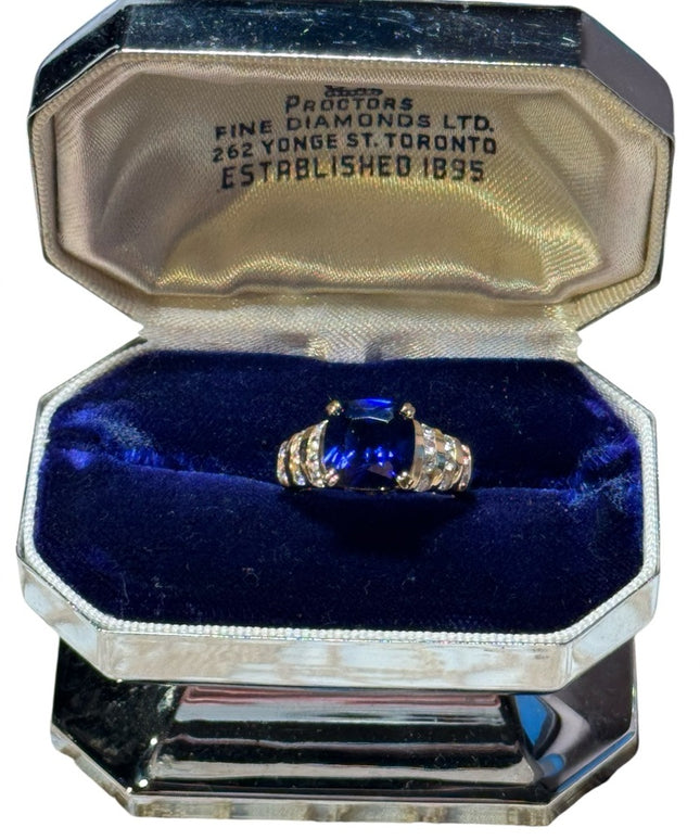 Lovely ADI 925 Gold plt sterling silver 925 Blue sapphire CZ ring
