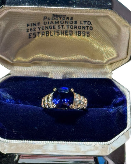 Lovely ADI 925 Gold plt sterling silver 925 Blue sapphire CZ ring
