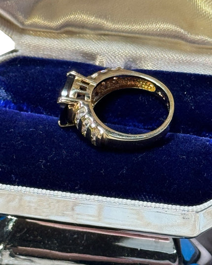 Lovely ADI 925 Gold plt sterling silver 925 Blue sapphire CZ ring