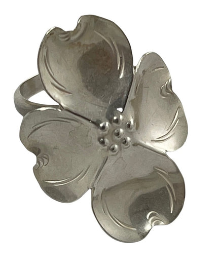 Vintage sterling silver 925 large flower ring