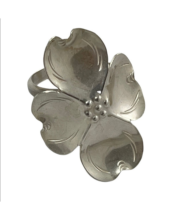 Vintage sterling silver 925 large flower ring