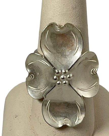 Vintage sterling silver 925 large flower ring