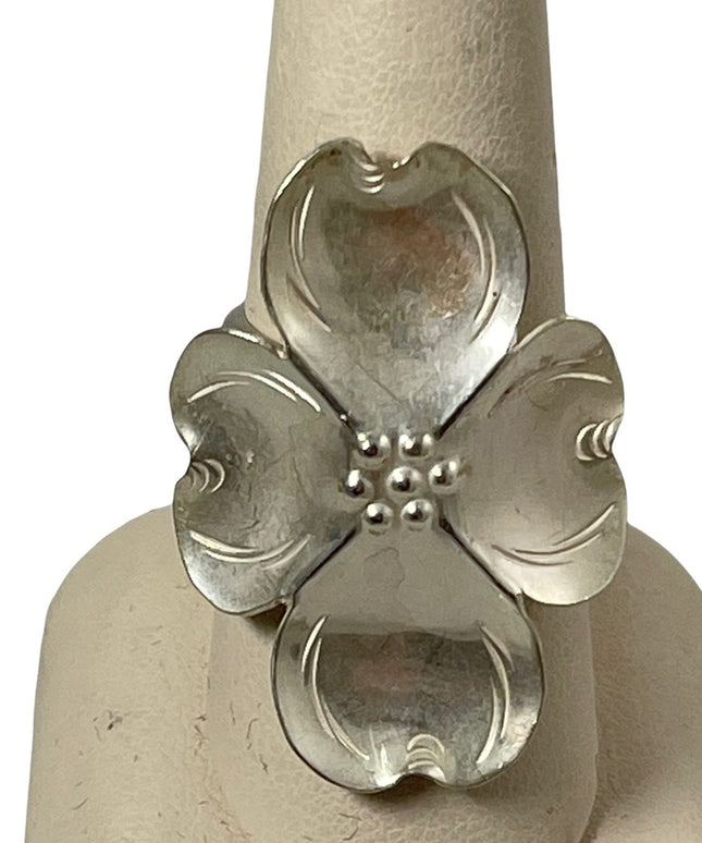 Vintage sterling silver 925 large flower ring
