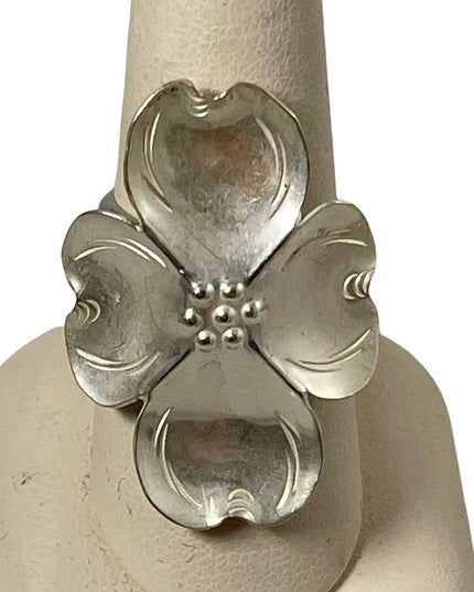 Vintage sterling silver 925 large flower ring