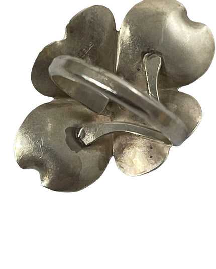 Vintage sterling silver 925 large flower ring
