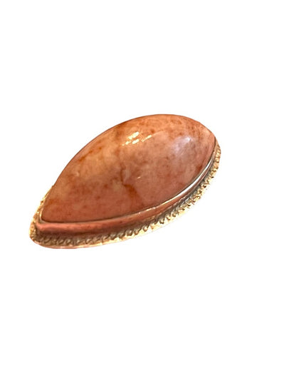 Silver vintage pink stone oblong elongated  ring