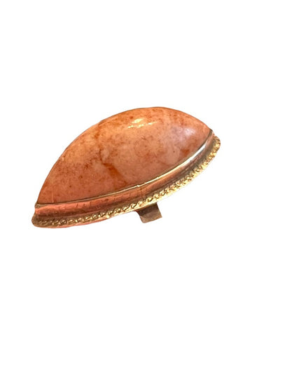 Silver vintage pink stone oblong elongated  ring