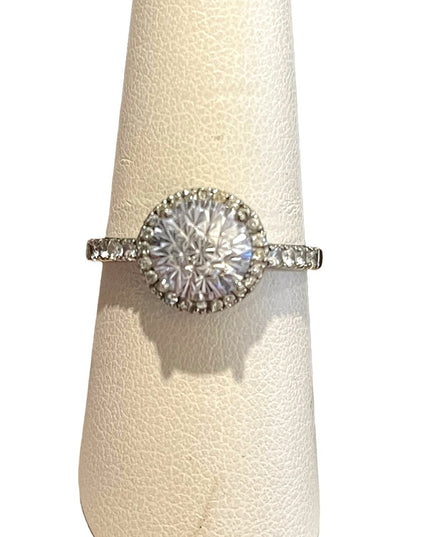 Vintage sterling silver FADI 925 CZ fancy rhinestone deco ring