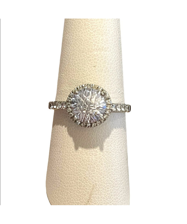 Vintage sterling silver FADI 925 CZ fancy rhinestone deco ring