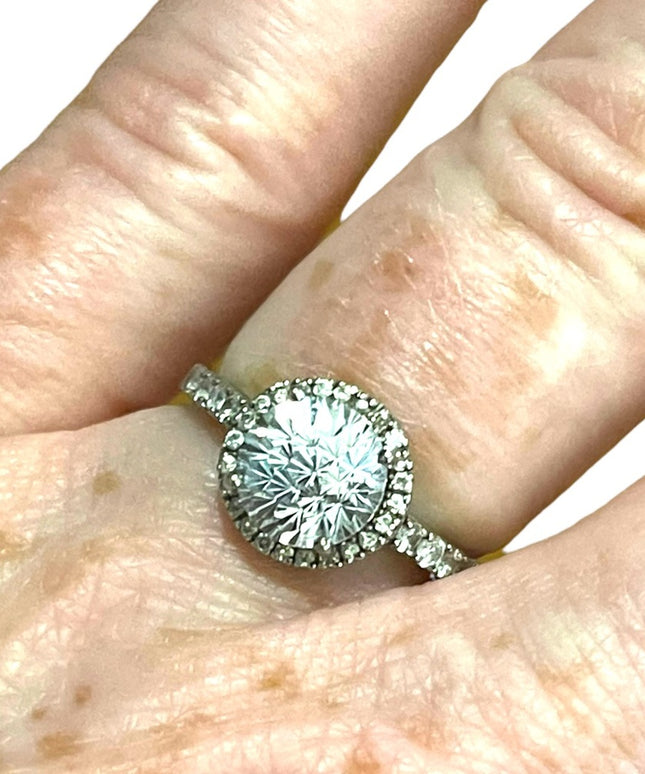 Vintage sterling silver FADI 925 CZ fancy rhinestone deco ring
