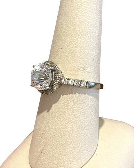 Vintage sterling silver FADI 925 CZ fancy rhinestone deco ring