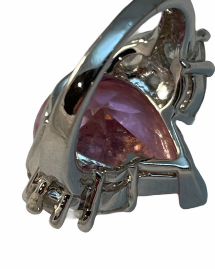 LG Heavy chunky pink ice cocktail ring silver