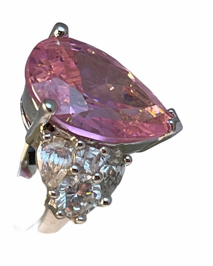 LG Heavy chunky pink ice cocktail ring silver