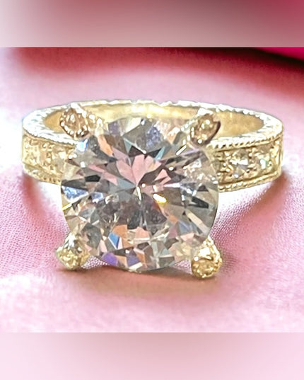 Sterling silver SU CZ 925 Ornate large glass engagement ring