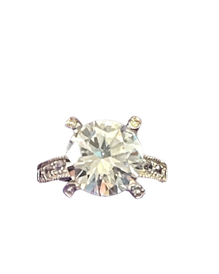 Sterling silver SU CZ 925 Ornate large glass engagement ring