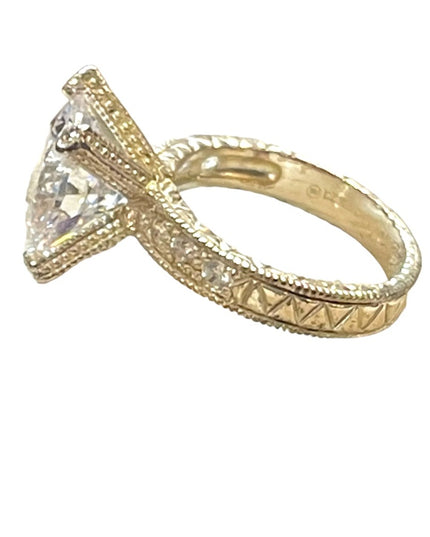 Sterling silver SU CZ 925 Ornate large glass engagement ring