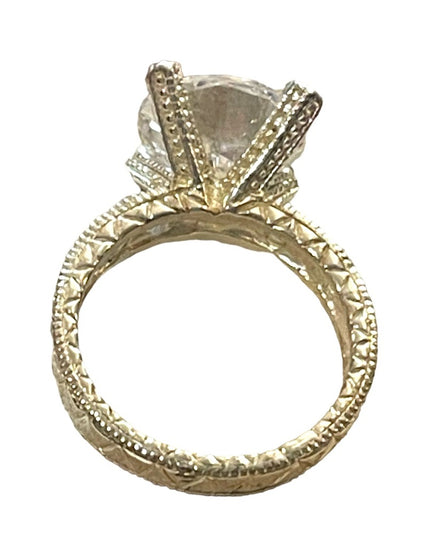 Sterling silver SU CZ 925 Ornate large glass engagement ring