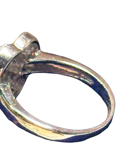 Lovely CZ crystal and opal mosaic fancy design 925 sterling silver ring