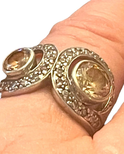 Looks sooo real lovely sterling silver 925 marcasite champagne CZ topaz ring