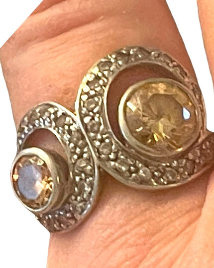 Looks sooo real lovely sterling silver 925 marcasite champagne CZ topaz ring