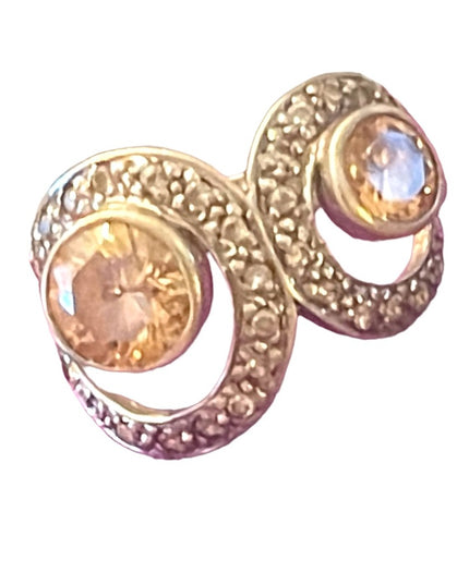 Looks sooo real lovely sterling silver 925 marcasite champagne CZ topaz ring