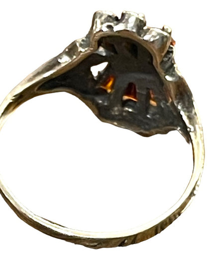 Vintsge sterling silver garnet Marcasite 925 fancy design ring