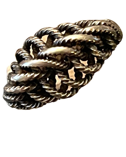 Vintage artisan handmade sterling silver  twisted rope fancy ring