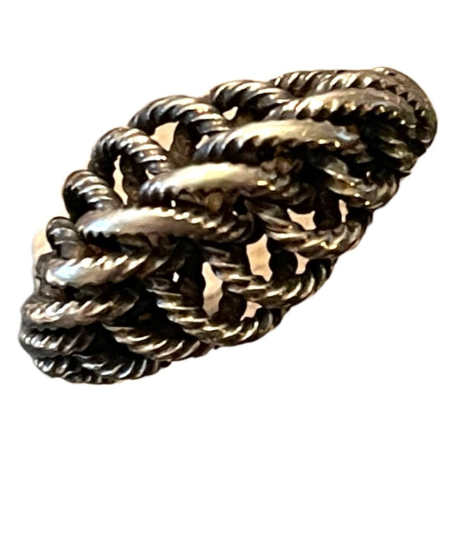 Vintage artisan handmade sterling silver  twisted rope fancy ring