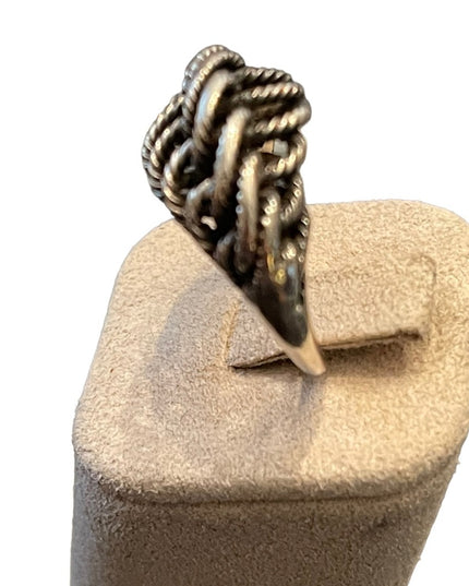 Vintage artisan handmade sterling silver  twisted rope fancy ring
