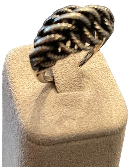 Vintage artisan handmade sterling silver  twisted rope fancy ring