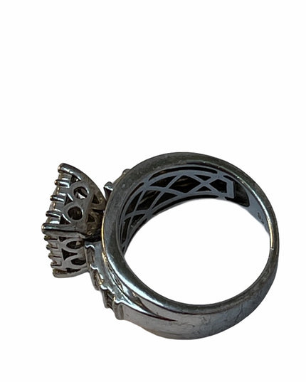 Sterling silver 925 Marked crystal cocktail ring