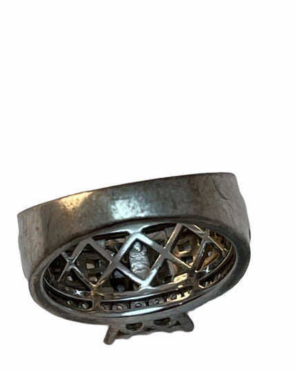 Sterling silver 925 Marked crystal cocktail ring