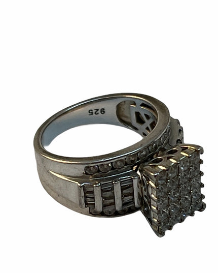 Sterling silver 925 Marked crystal cocktail ring