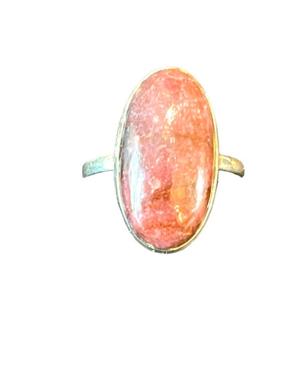 Vintage Pink Rhodonite Oblong 925 Sterling silver 925 ring