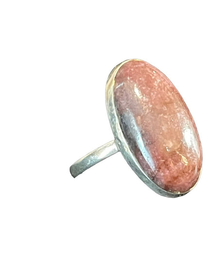 Vintage Pink Rhodonite Oblong 925 Sterling silver 925 ring
