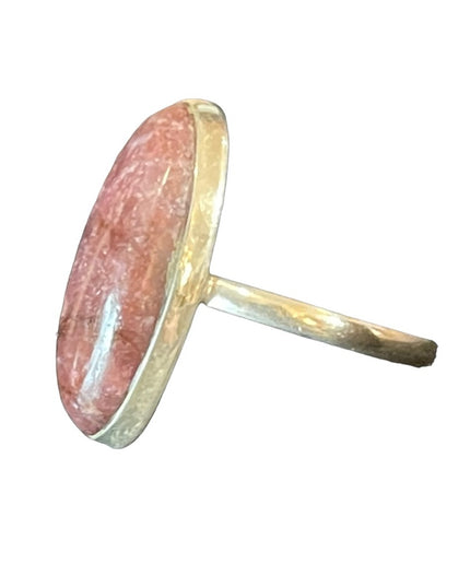 Vintage Pink Rhodonite Oblong 925 Sterling silver 925 ring