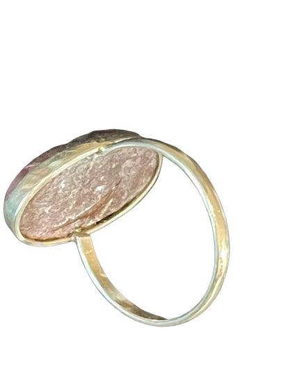 Vintage Pink Rhodonite Oblong 925 Sterling silver 925 ring