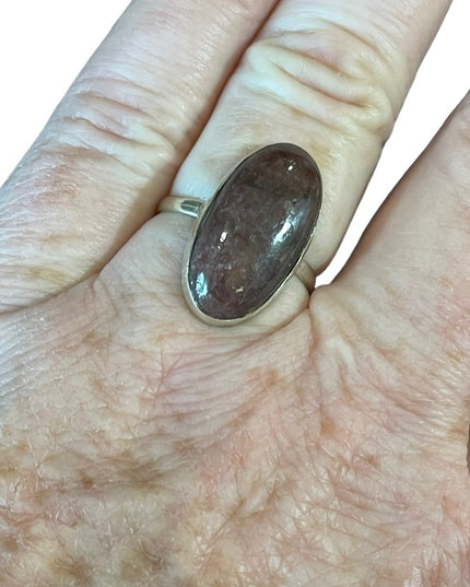 Vintage Pink Rhodonite Oblong 925 Sterling silver 925 ring