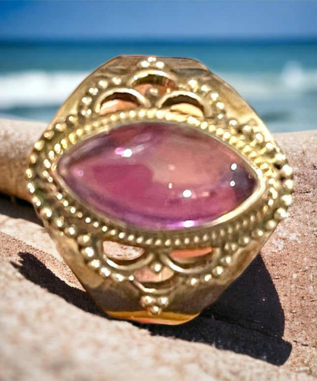 Vintage Sterling silver amethyst fancy ring 925