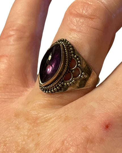 Vintage Sterling silver amethyst fancy ring 925