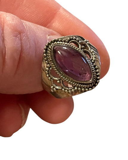 Vintage Sterling silver amethyst fancy ring 925