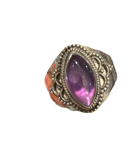 Vintage Sterling silver amethyst fancy ring 925