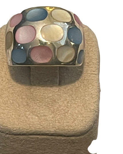 Colorful dyed pearl Sterling silver 925 chunky dome ring