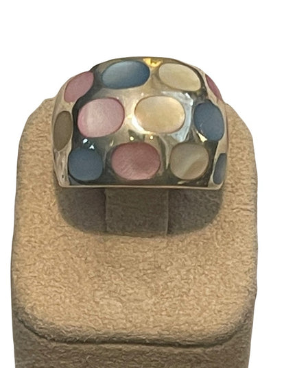 Colorful dyed pearl Sterling silver 925 chunky dome ring