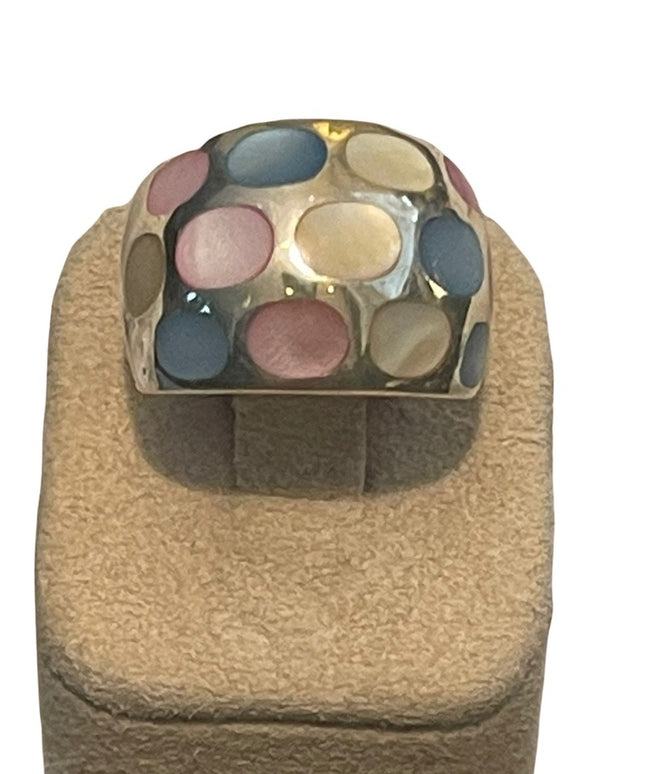 Colorful dyed pearl Sterling silver 925 chunky dome ring
