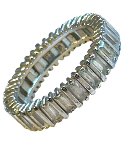 Lovey sterling silver CZ 925 Baguette infinity ring