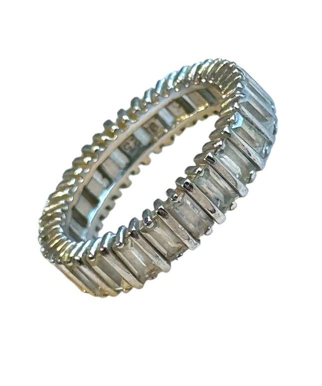 Lovey sterling silver CZ 925 Baguette infinity ring