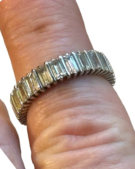 Lovey sterling silver CZ 925 Baguette infinity ring