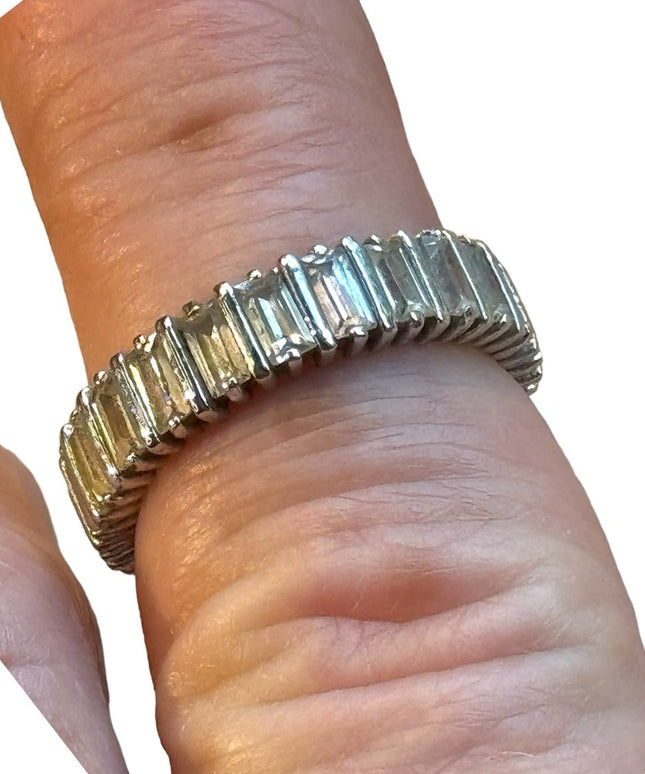 Lovey sterling silver CZ 925 Baguette infinity ring
